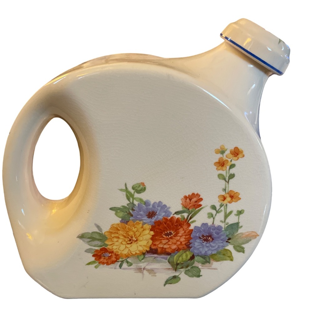 Vintage Universal Cambridge Zinnia Floral Pattern Pottery Water/Refrigerator Jug